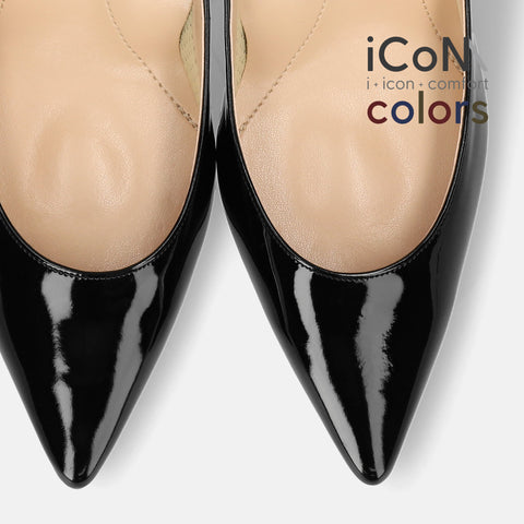 Basic Item SALE10%OFF：2024AW：iCoN COLORS：ポインテッドトゥ エナメル パンプス（C76531）ブラックE/mamian（マミアン）