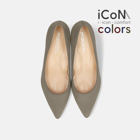 Basic Item SALE10%OFF：2024AW：iCoN COLORS：ポインテッドトゥ スエード パンプス（C57172）グレージュS/mamian（マミアン）