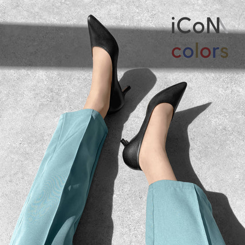 Basic Item SALE10%OFF：2024AW：iCoN COLORS：ポインテッドトゥ スムース パンプス（C57173）ブラック/mamian（マミアン）