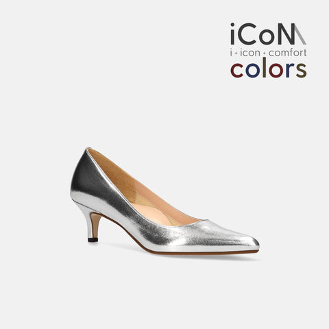 2024AW：iCoN COLORS：ポインテッドトゥ スムース パンプス（C57173）シルバー/mamian（マミアン）