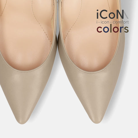 Basic Item SALE10%OFF：2024AW：iCoN COLORS：ポインテッドトゥ スムース パンプス（C76533）グレージュ/mamian（マミアン）