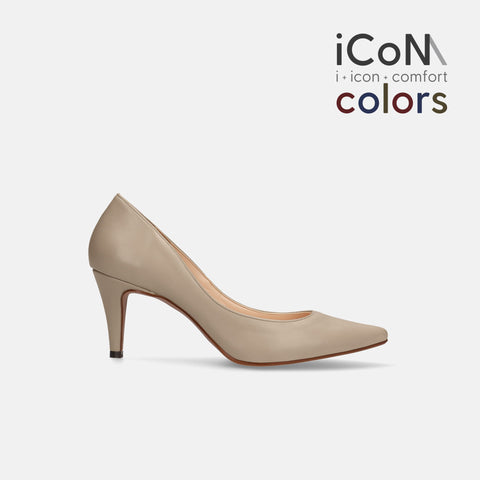 2024AW：iCoN COLORS：ポインテッドトゥ スムース パンプス（C76533）グレージュ/mamian（マミアン）