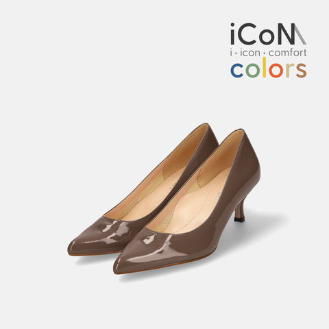 15%OFF：2025SS：iCoN COLORS：ポインテッドトゥ エナメル パンプス（C57171）ダークグレージュE/mamian（マミアン）