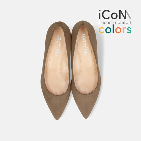30%OFF：iCoN COLORS：ポインテッドトゥ スエード パンプス（C57172）トープS/mamian（マミアン）