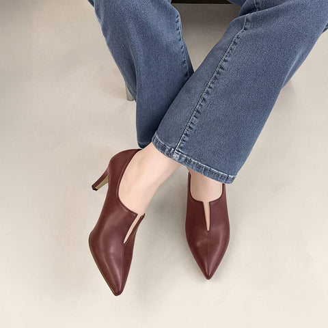 ラストワン2025AW：フロント スリット ブーティ（7235）レディーボルドー/mamian（マミアン）