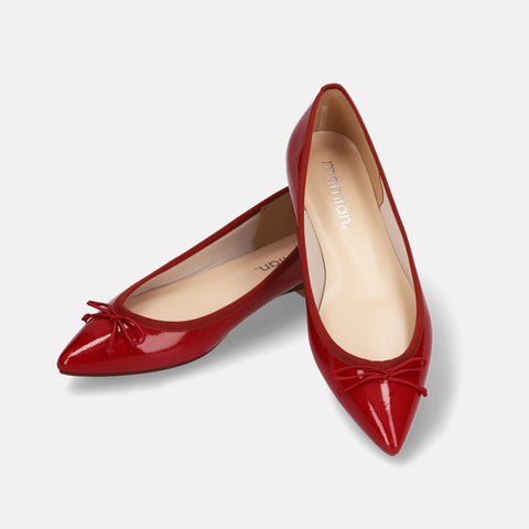 2026SSBI：ポインテッドトゥ フラット バレエシューズ（1333）レッドE/mamian（マミアン）