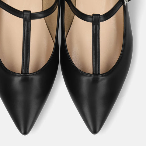 20%OFF: 2024SS: T-Strap Flat Shoes (4796) Black