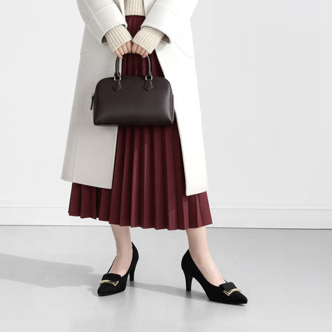 2025AW：バックルリボン付き アーモンドトゥ パンプス（lt7001）ブラックS