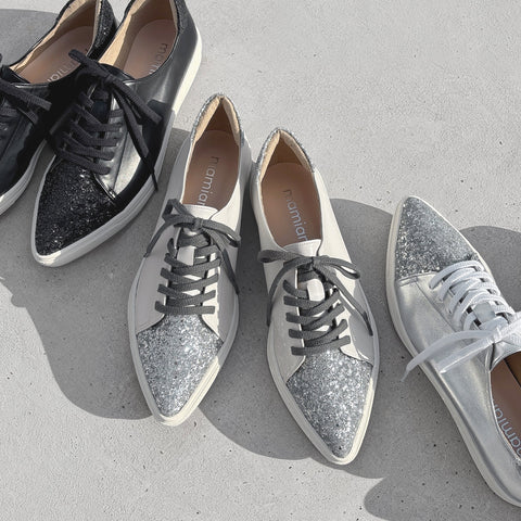 予約：グリッターコンビ スニーカー（m1004）ホワイト/C