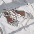 2026SS：Tストラップ ポインテッド フラットサンダル（m17001）シルバー/mamian（マミアン）