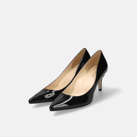 10% OFF: 2024SS: iCoN COLORS: Pointed Toe Enamel Pumps (C76531) Black E