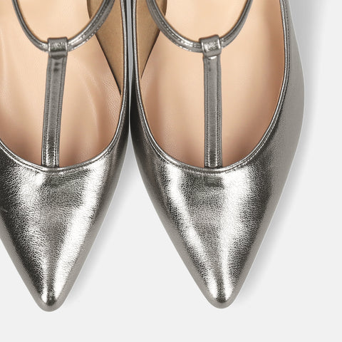 2025AW：Tストラップ パンプス 5cmヒール（m55201）スチール/mamian（マミアン）