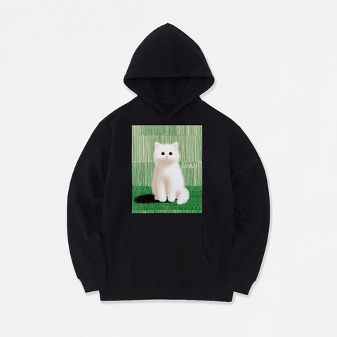 予約：urday【cat】アートワークスウェットプルパーカ（u-a-spk-0001-01）ブラック