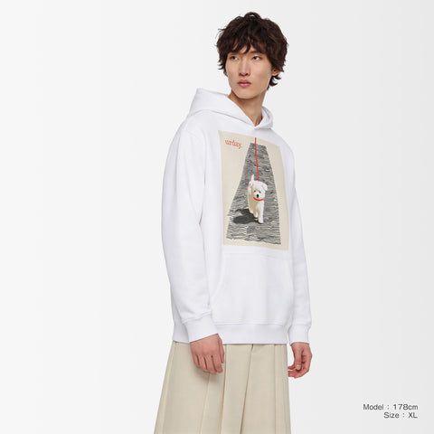 予約：urday【dog】アートワークスウェットプルパーカ（u-a-spk-0001-06）ホワイト/urday（マミアン）
