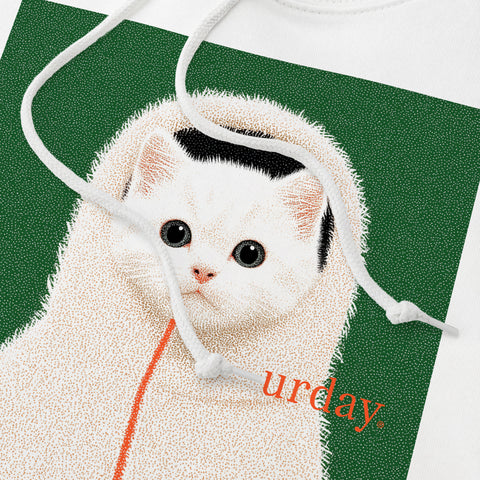 予約：urday【cat】アートワークスウェットプルパーカ（u-a-spk-0001-02）ホワイト