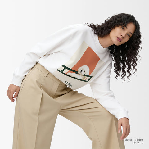 予約：urday【dog】アートワークスウェットシャツ（u-a-sw-0001-07）ホワイト/urday（マミアン）