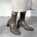 ラストワン50%OFF：ワイドスクエアトゥ ストレッチブーツ（5309）グレージュ/mamian（マミアン）