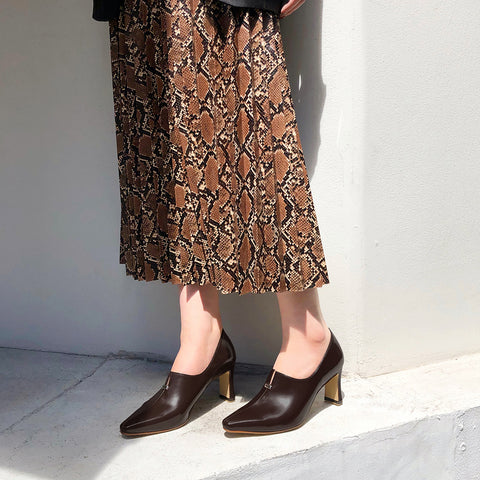 50%OFF：メタルパーツ付き スリット ブーティ（m73002）ダークブラウンG/mamian（マミアン）